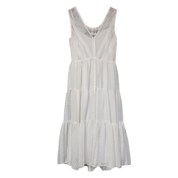 J.Crew Striped Clip Dot Tiered Midi Dress Ivory Size XS - Picture 3 of 7